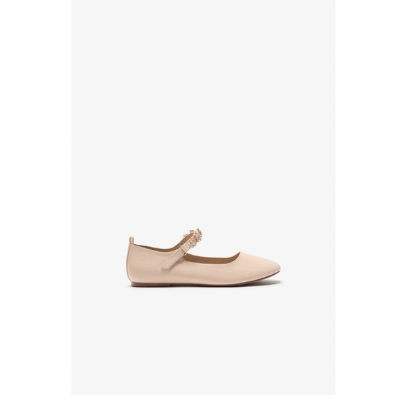 Zara EMBELLISHED BALLET FLATS in very light pink/ cream color. Girl size 2.5 - Picture 2 of 6